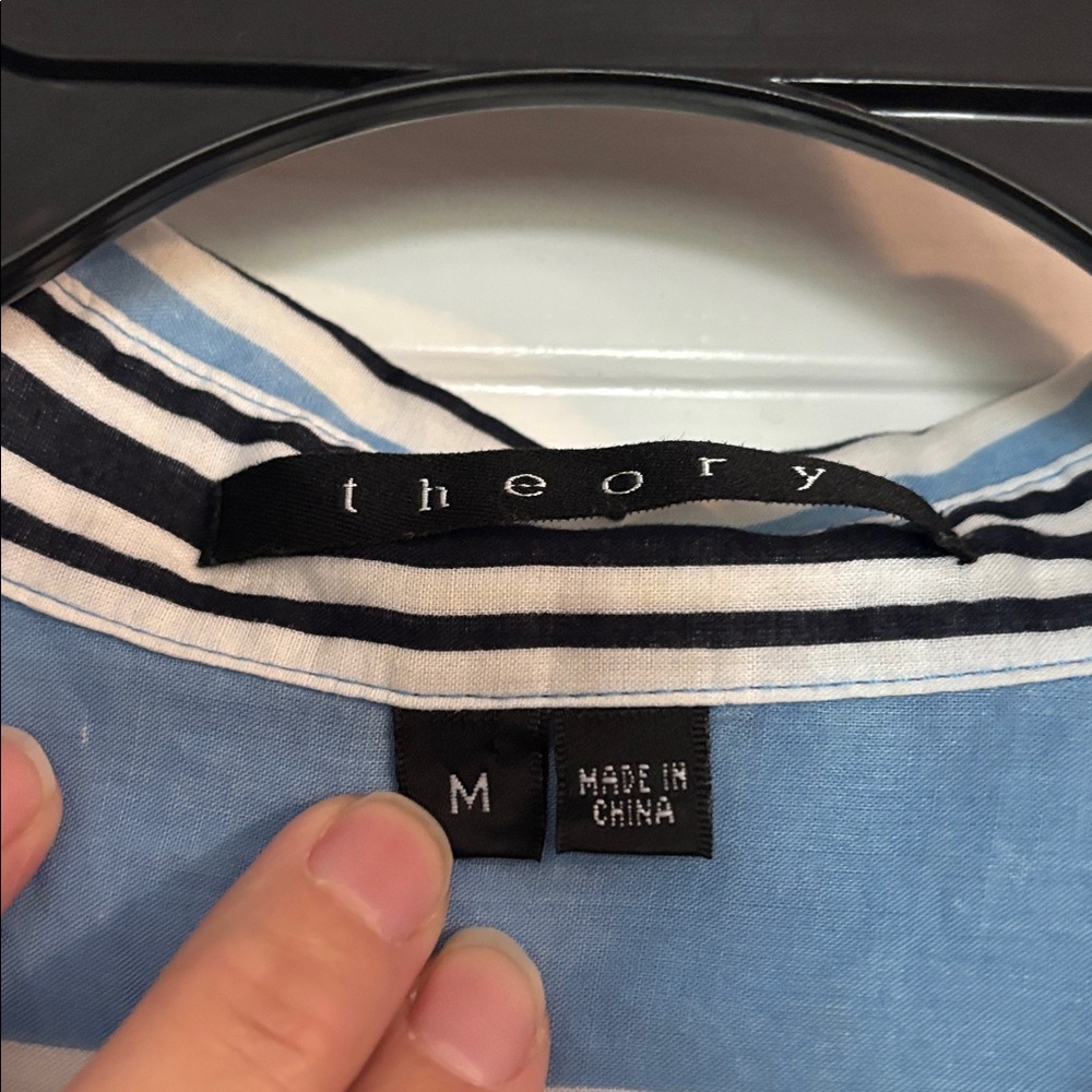 Theory Blue and White Striped Shirt - Picture 2 of 4
